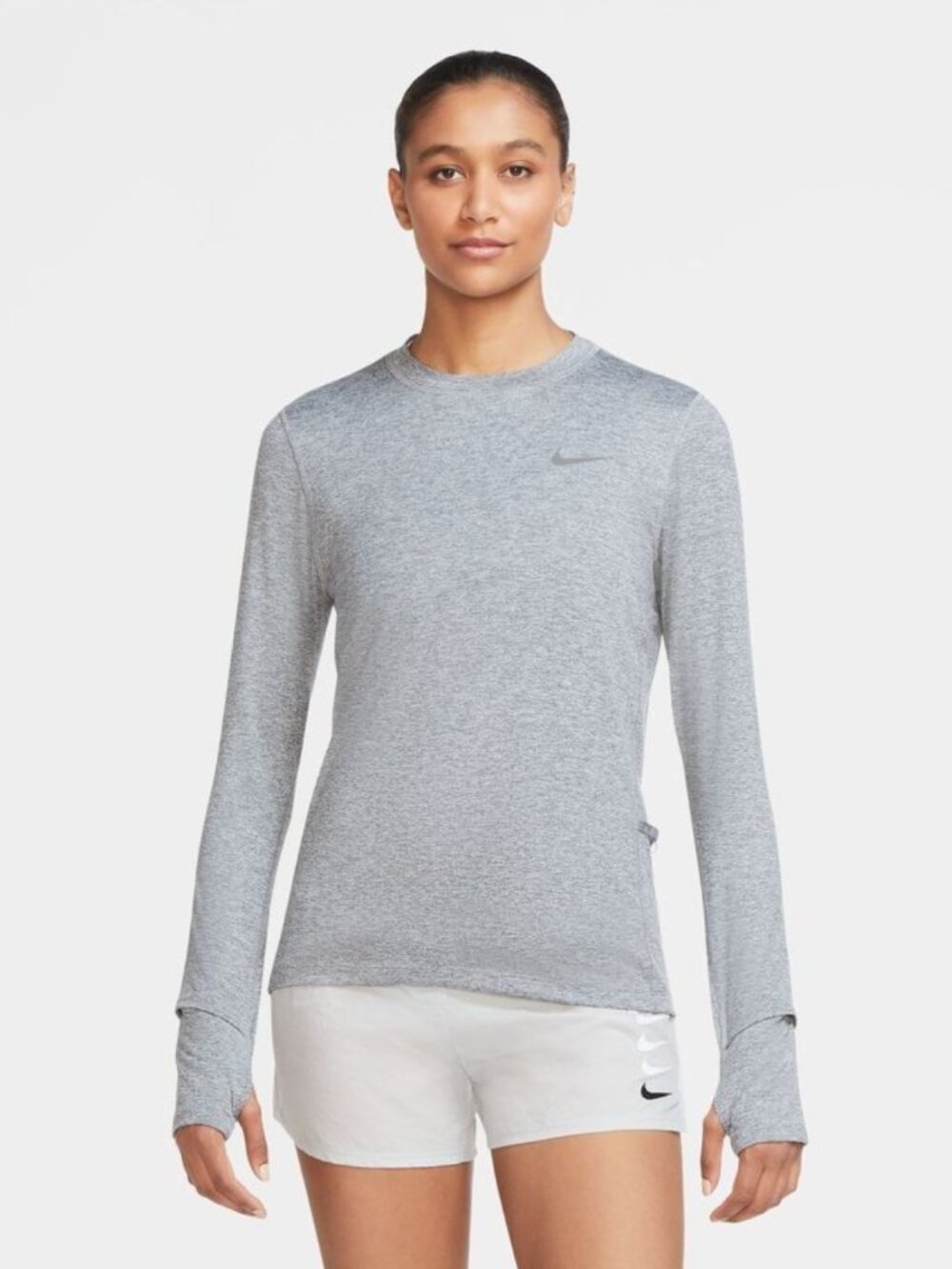 Nike Dri-FIT Element Crew Running Shirt - Smoke Grey/Reflect Silver Women